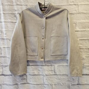 Kurze Jacke in Grau „Velouroptik“