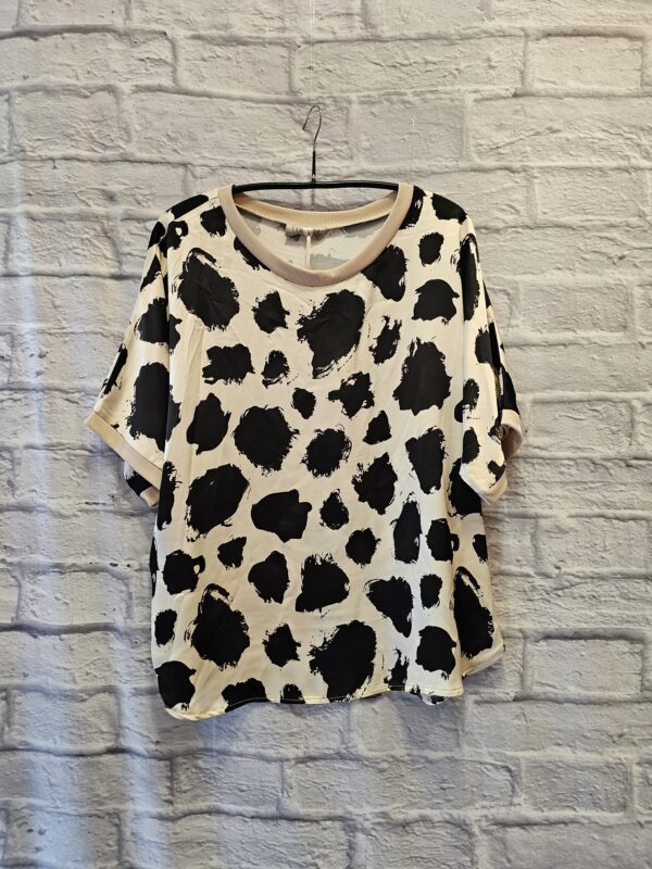 Viskoseshirt mit Kurzarm "Beige /Schwarz"