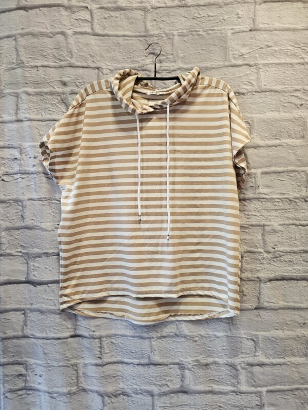 Shirt mit Kapuze "Beige/Wollweiss gestreift"