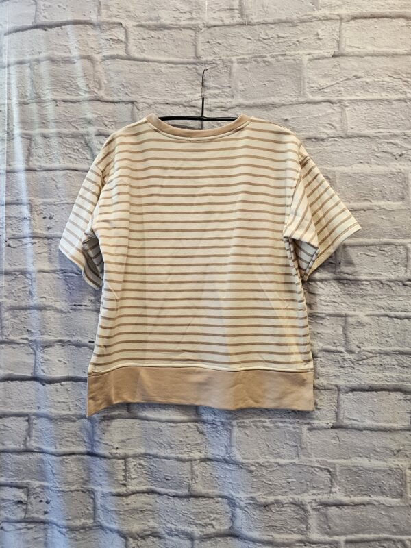 Sweatshirt mit Halbarm "Hellbeige/Beige gestreift" – Bild 2