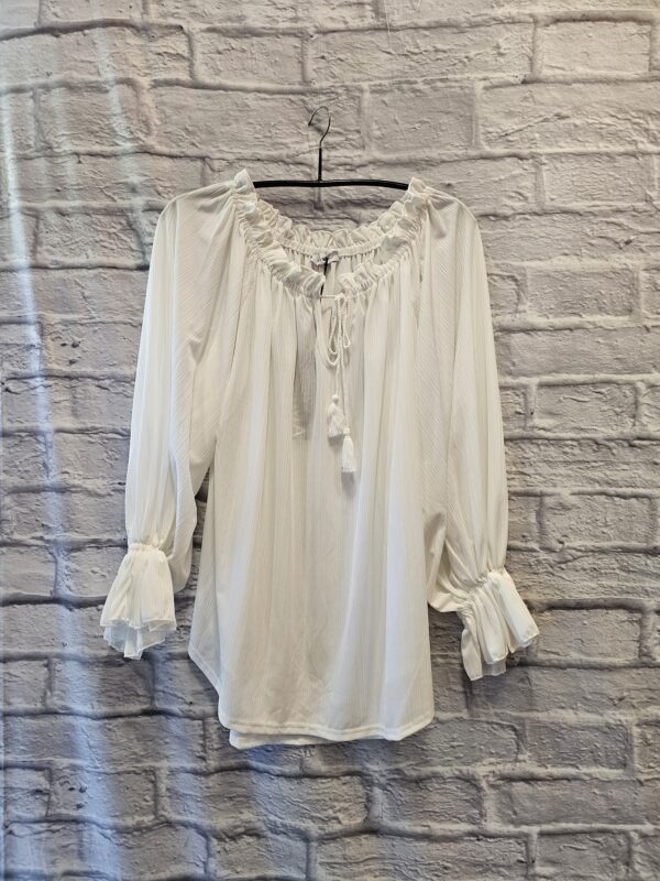 Bluse mit weitem Ausschnitt "Wollweiss"