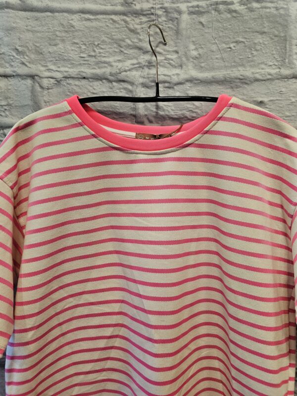 Sweatshirt mit Halbarm "Hellbeige /Pink gestreift" – Bild 2