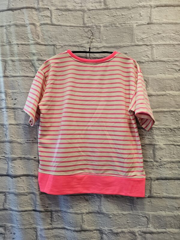 Sweatshirt mit Halbarm "Hellbeige /Pink gestreift" – Bild 3