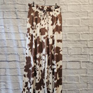 Weite Viskosehose „Wollweiss mit braunen Flecken“
