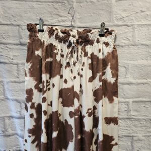 Weite Viskosehose „Wollweiss mit braunen Flecken“