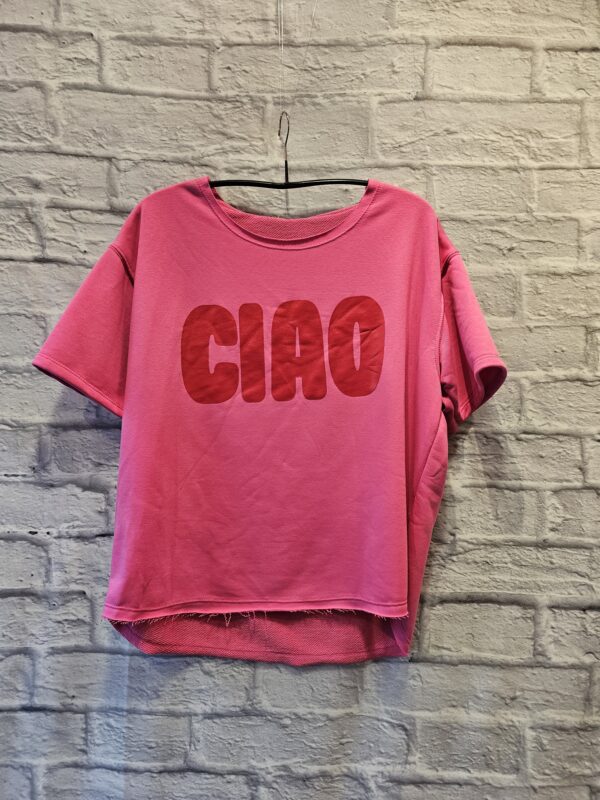 Kurzarm Sweatshirt "Pink mit Schriftzug CIAO"