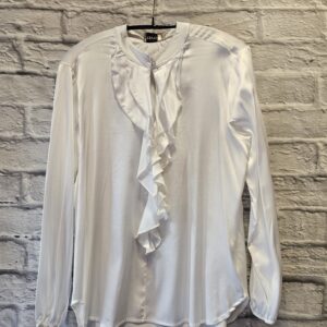 Satinbluse in Weiss „Mit Volants“