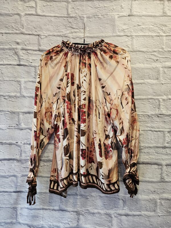 Bluse gemustert "Beige/Braun/Bordeaux" – Bild 3