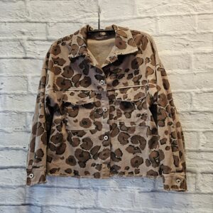 Jeansjacke in Taupe „Braun/Schwarz gemustert“