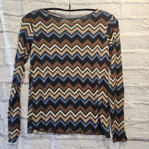 Shirt im ZickZack Muster „Dunkelblau/beige/Cognac“
