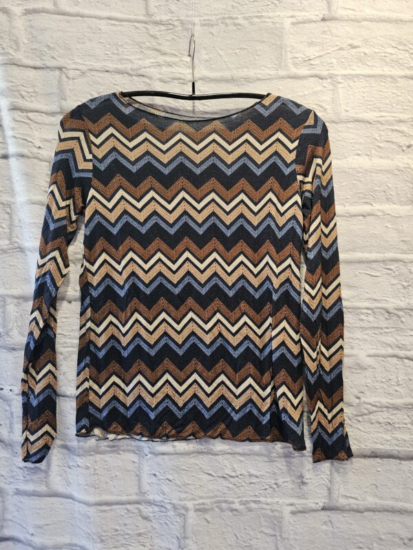 Shirt im ZickZack Muster "Dunkelblau/beige/Cognac"