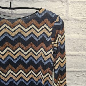 Shirt im ZickZack Muster „Dunkelblau/beige/Cognac“