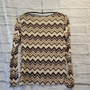 Shirt mit ZickZack Muster „Hellbeige/Bordeaux/Braun“