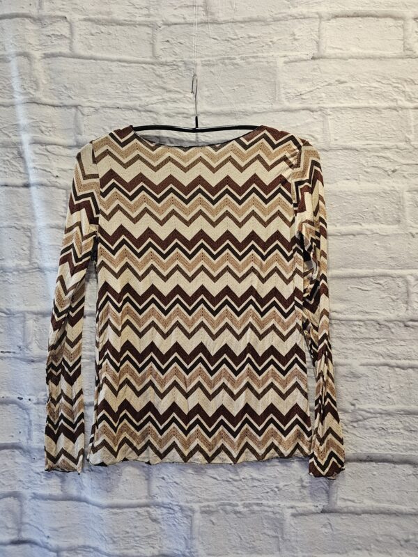 Shirt mit ZickZack Muster "Hellbeige/Bordeaux/Braun"