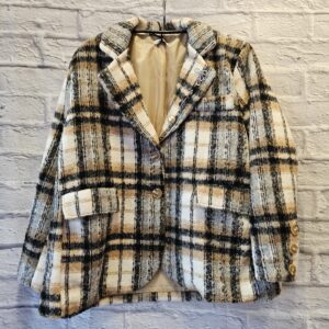 Blazer in Wolloptik „Cognac/Grau kariert“