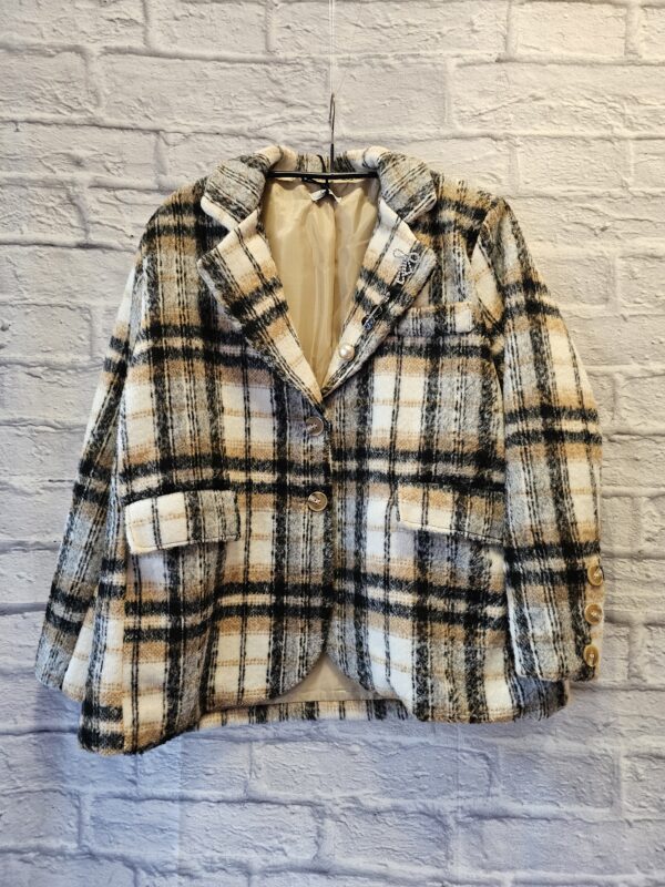 Blazer in Wolloptik "Cognac/Grau kariert"