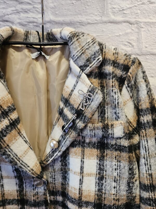 Blazer in Wolloptik "Cognac/Grau kariert" – Bild 2