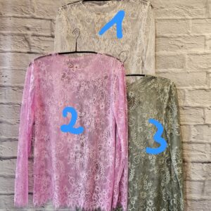 Spitzenshirt Weiss, Pink und Khaki
